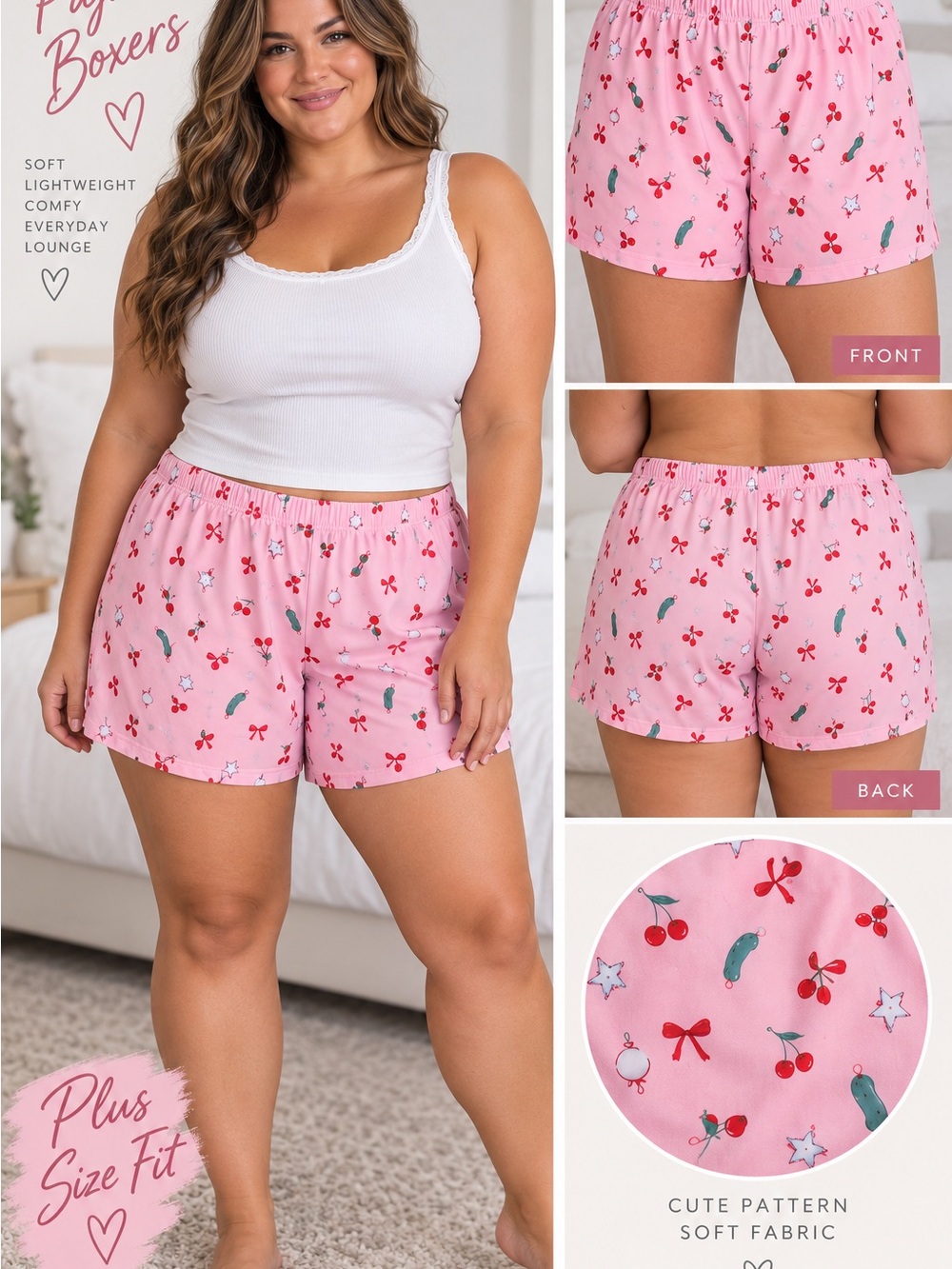 wild fable Pink Cherry-Print Sleep Shorts